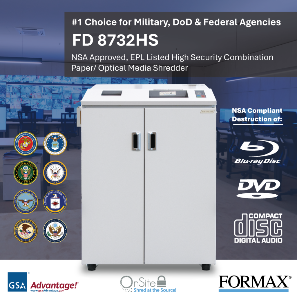 FD 8732HS High Security Paper / Optical Media Shredder - Formax